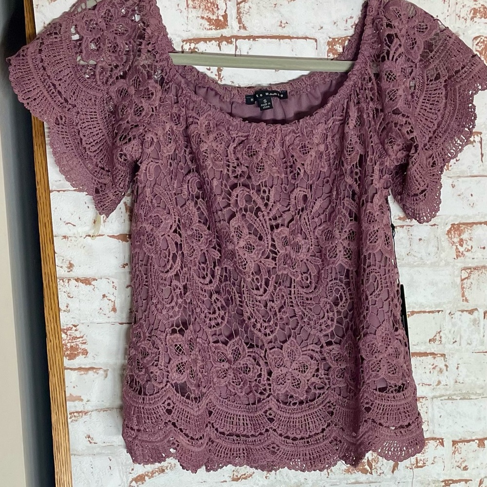 NWT Haute Monde Mauve Lace Blouse Size S